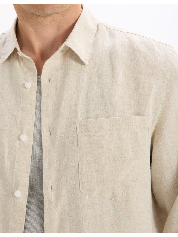 Celio Celio Daflix krem ​​lanena košulja za muškarce