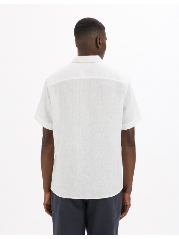 Celio Celio Damarlin bijela muška lanena košulja