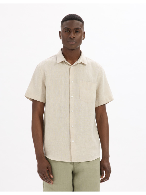 Celio Celio Damarlin krem ​​lanena košulja za muškarce