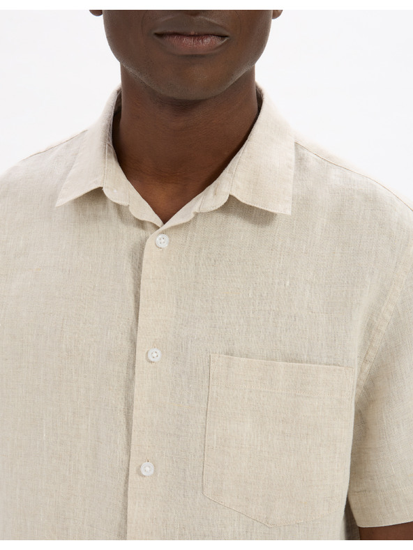 Celio Celio Damarlin krem ​​lanena košulja za muškarce