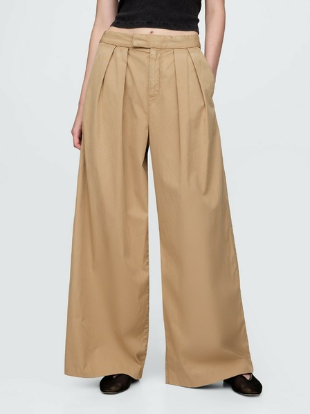 GAP Plisirane keperne khaki hlače High Rise wide-leg GAP