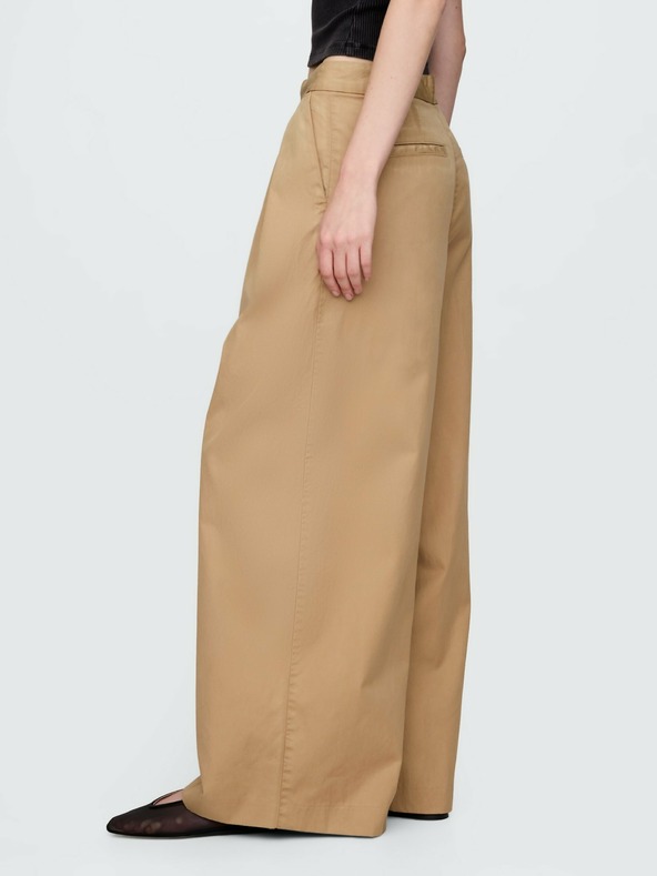 GAP Plisirane keperne khaki hlače High Rise wide-leg GAP