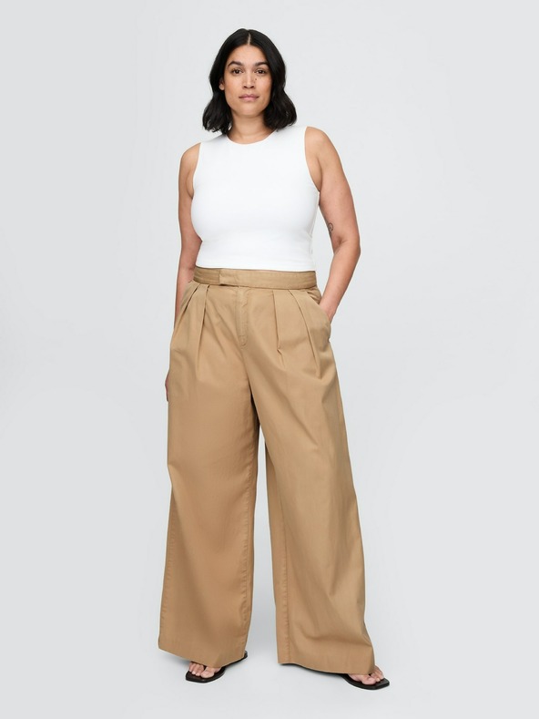 GAP Plisirane keperne khaki hlače High Rise wide-leg GAP