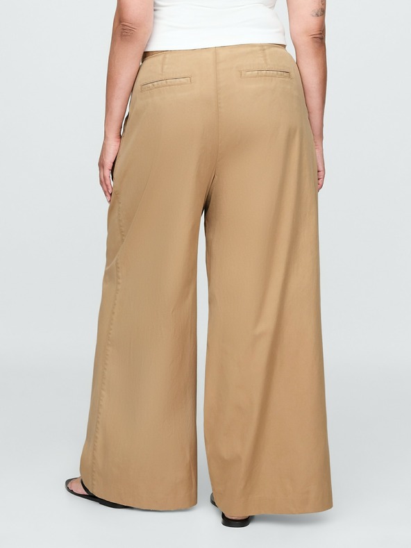 GAP Plisirane keperne khaki hlače High Rise wide-leg GAP
