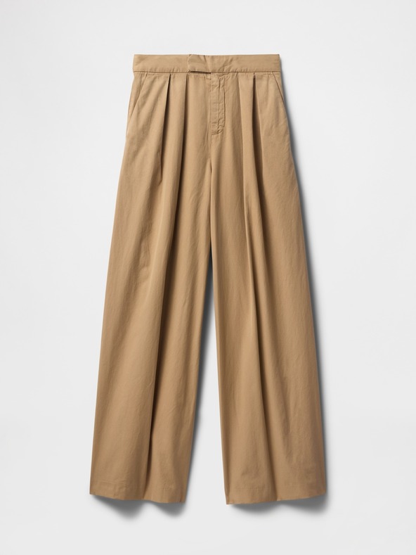 GAP Plisirane keperne khaki hlače High Rise wide-leg GAP