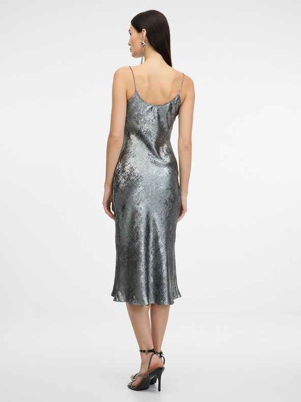 Orsay Srebrna ženska haljina na naramenice ORSAY