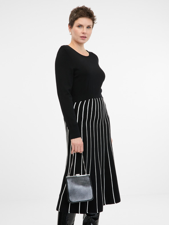 Orsay Crna ženska haljina do koljena ORSAY