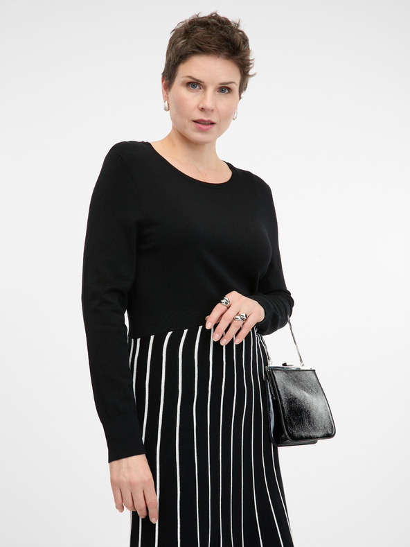 Orsay Crna ženska haljina do koljena ORSAY