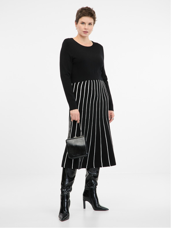 Orsay Crna ženska haljina do koljena ORSAY