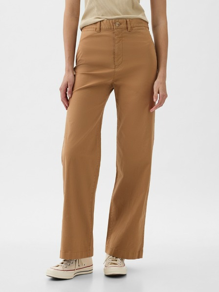GAP Khaki hlače High Stride wide-leg gležnjače GAP