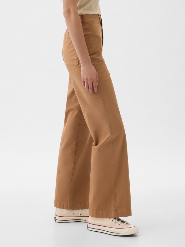 GAP Khaki hlače High Stride wide-leg gležnjače GAP