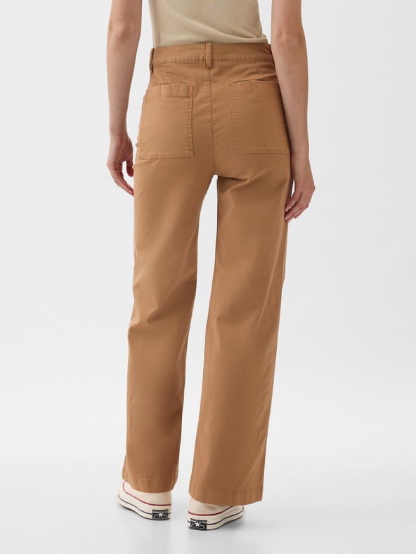 GAP Khaki hlače High Stride wide-leg gležnjače GAP
