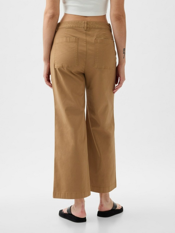 GAP Khaki hlače High Stride wide-leg gležnjače GAP
