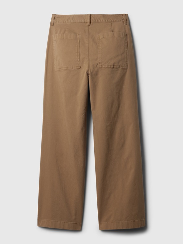 GAP Khaki hlače High Stride wide-leg gležnjače GAP