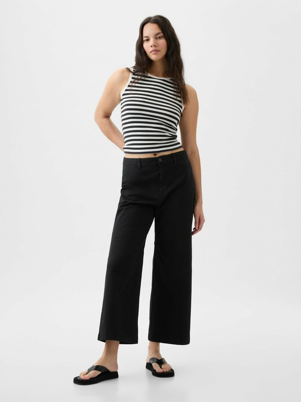 GAP Khaki hlače High Stride wide-leg gležnjače GAP