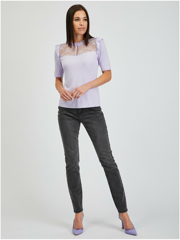 Orsay Svjetloljubičasta ženska majica s čipkom ORSAY