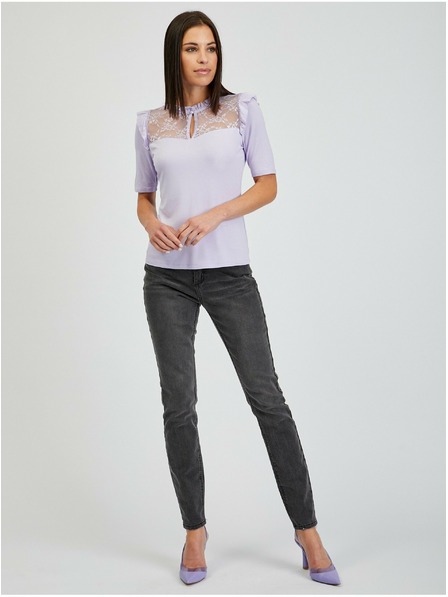 Orsay Svjetloljubičasta ženska majica s čipkom ORSAY