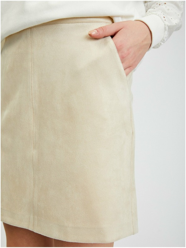 Orsay Bež ženska suknja od brušene kože ORSAY