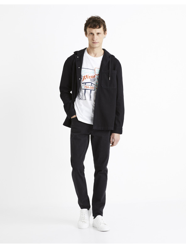 Celio Celio Dadenim crna traper košulja s kapuljačom za muškarce