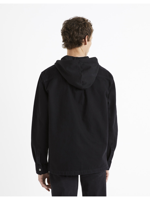 Celio Celio Dadenim crna traper košulja s kapuljačom za muškarce