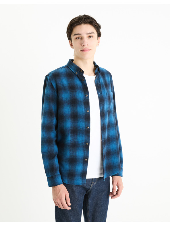 Celio Plava muška karirana košulja Celio Fabuche