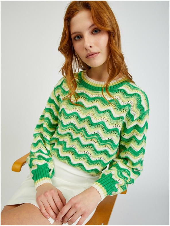 Orsay Žuto-zeleni ženski prugasti pulover ORSAY