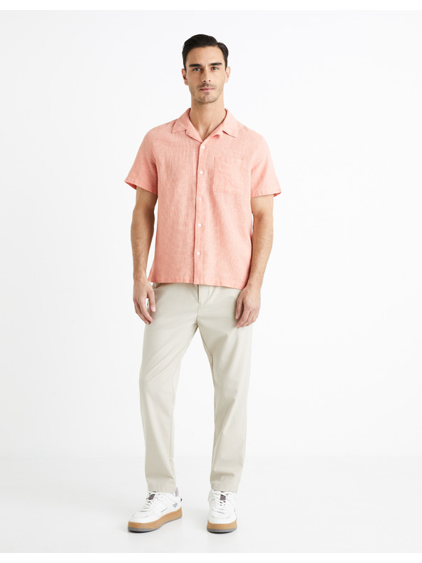 Celio Apricot muška lanena košulja Celio Fatext