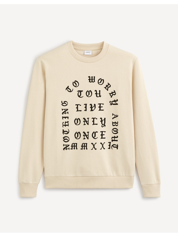 Celio Bež muški sweatshirt s Celio printom