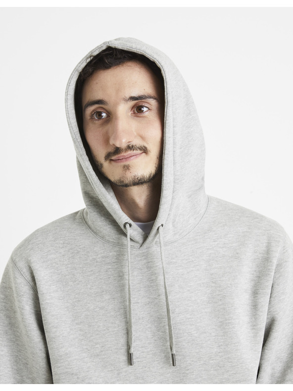 Celio Siva muška osnovna Celio majica s kapuljačom