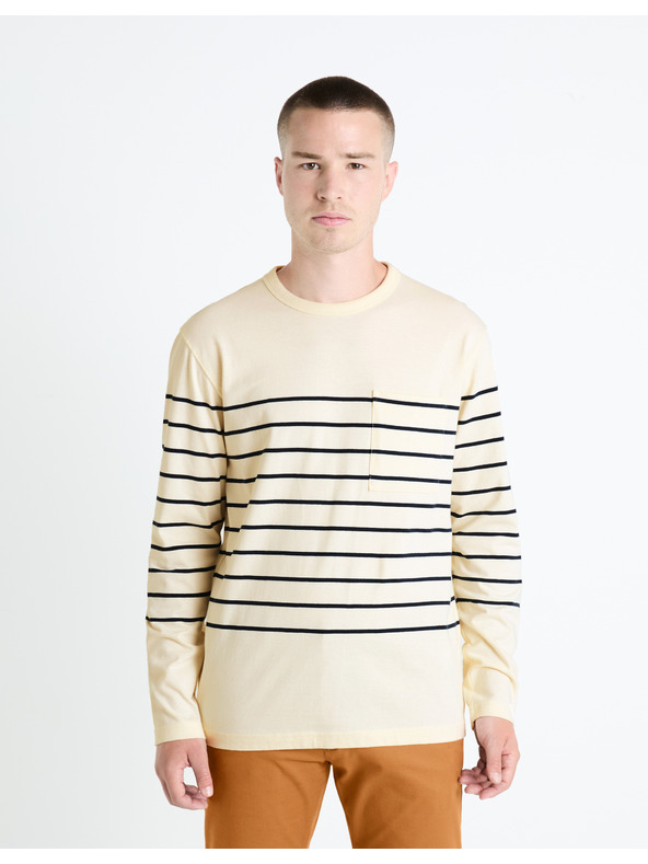 Celio Celio Veboxmlr krem ​​muška majica na pruge