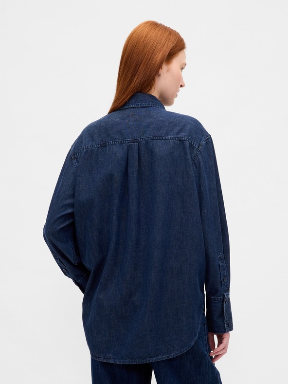 GAP Oversize džínová košile s logem Big Shirt UltraSoft GAP