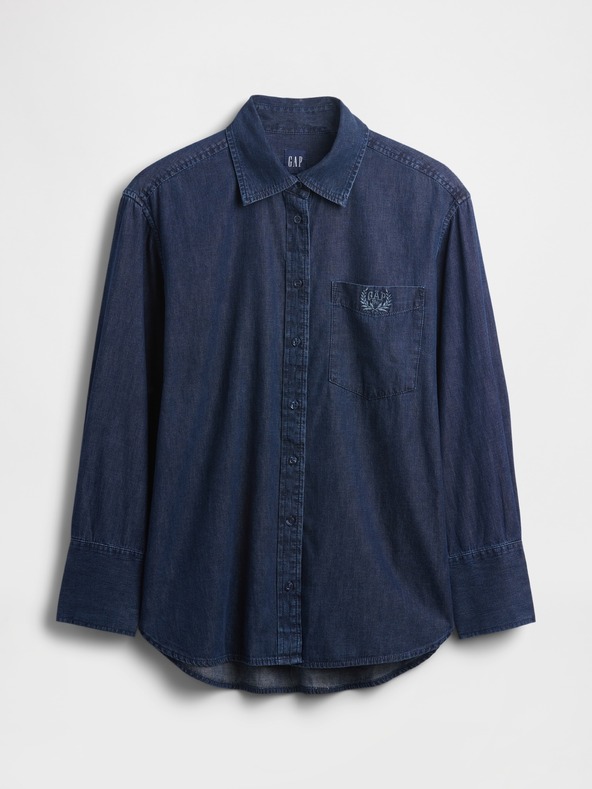GAP Oversize džínová košile s logem Big Shirt UltraSoft GAP