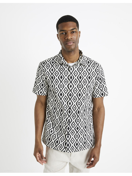 Celio Crno-bijela muška košulja s uzorkom Celio Daprinta