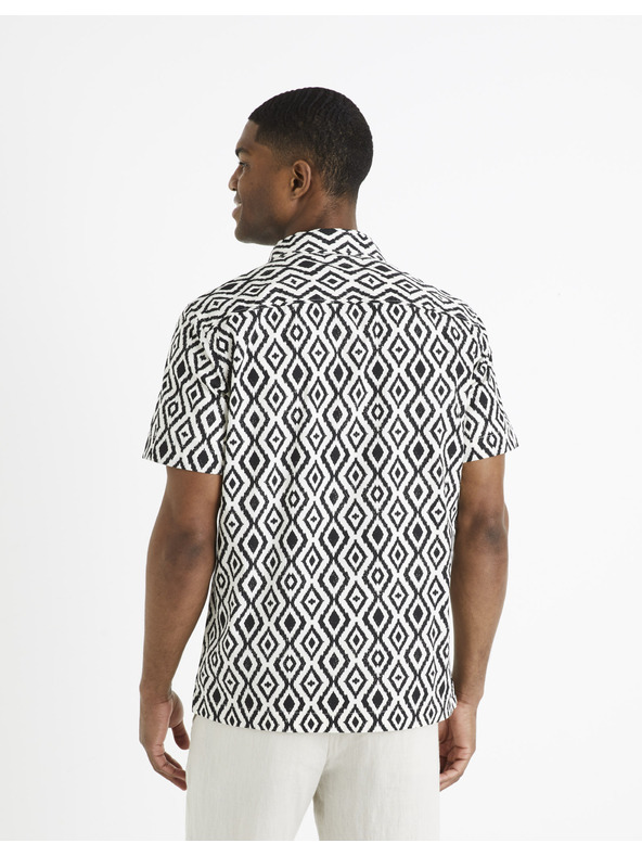 Celio Crno-bijela muška košulja s uzorkom Celio Daprinta