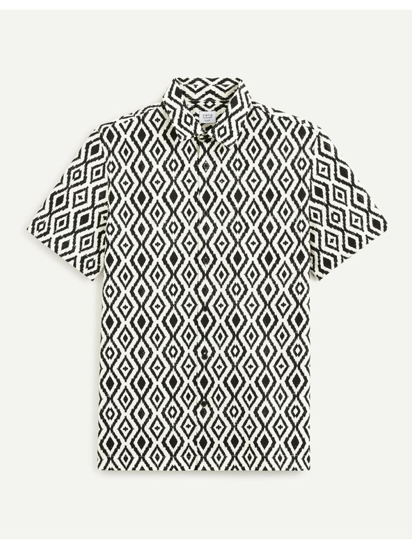 Celio Crno-bijela muška košulja s uzorkom Celio Daprinta