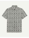 Celio Crno-bijela muška košulja s uzorkom Celio Daprinta