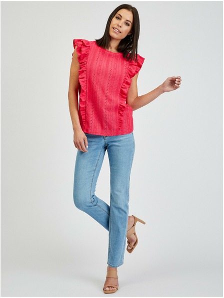 Orsay Tamno roza ženska majica s volanima ORSAY