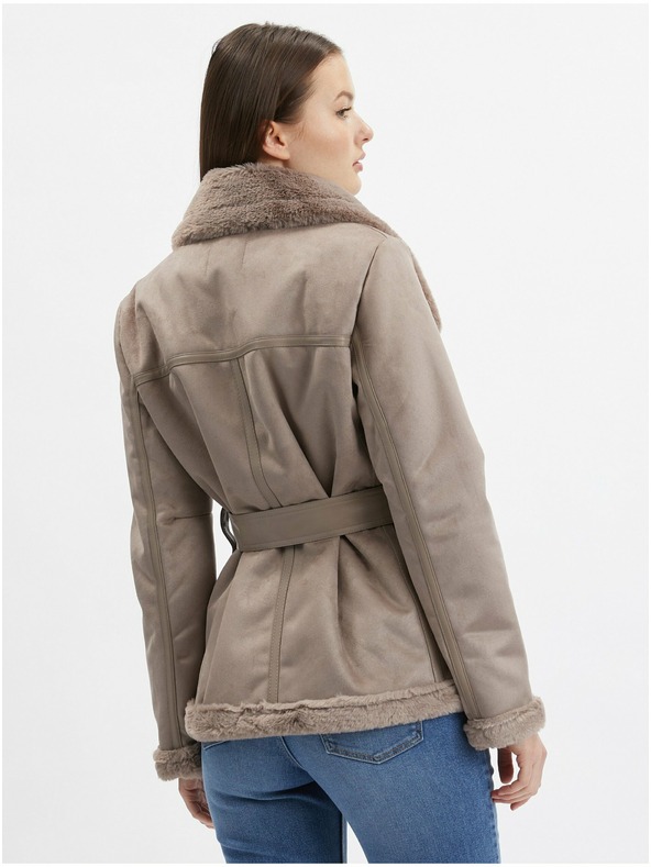 Orsay Smeđa ženska jakna od brušene kože ORSAY