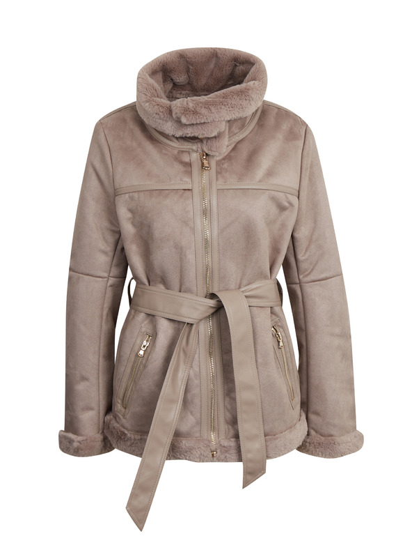 Orsay Smeđa ženska jakna od brušene kože ORSAY