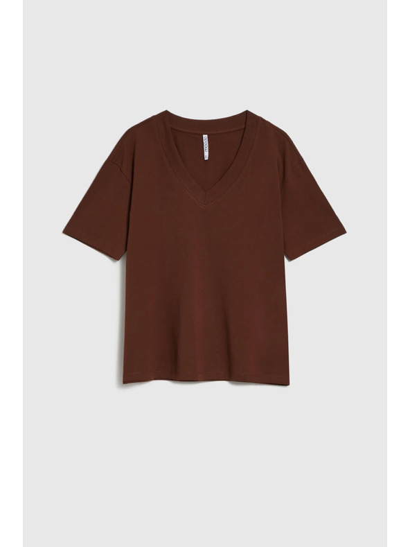 Moodo Smeđi top s V-izrezom Moodo