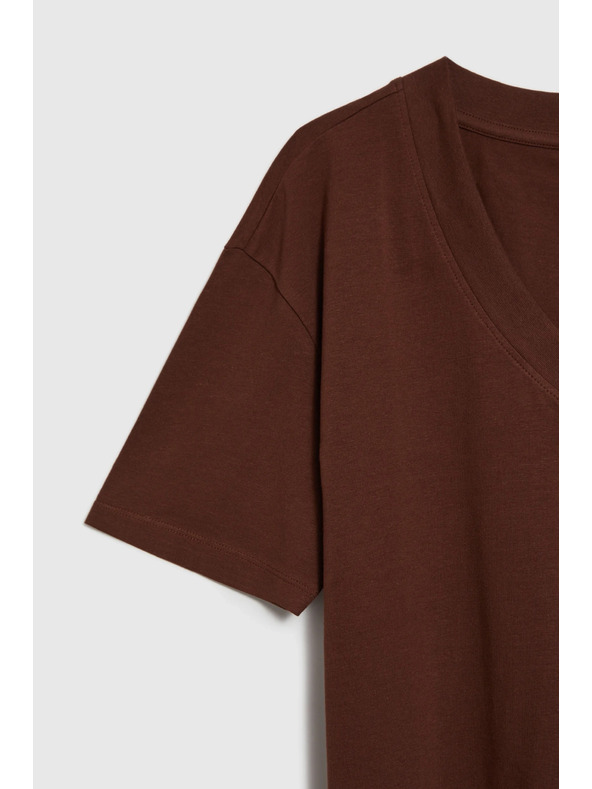 Moodo Smeđi top s V-izrezom Moodo