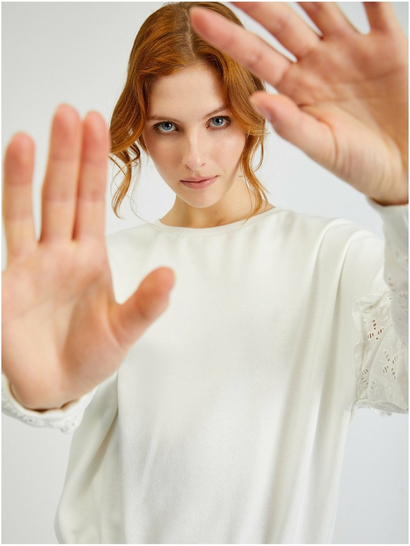 Orsay Bijeli ženski pulover s ukrasnim rukavima ORSAY