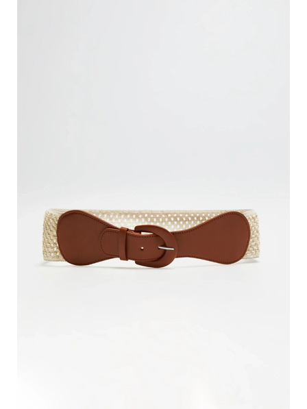 Moodo Beige Wide Belt with Buckle Moodo