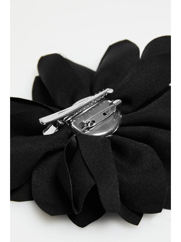 Moodo Broš s tekstilnim cvijetom crni Moodo