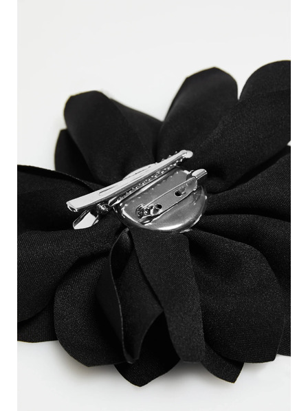 Moodo Broš s tekstilnim cvijetom crni Moodo