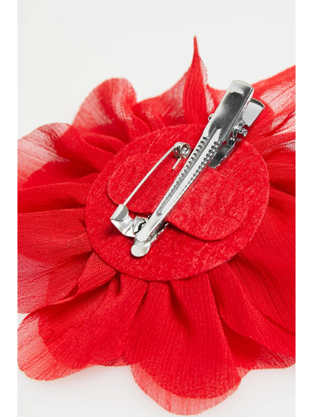 Moodo Brooch with Textile Flower Red Moodo