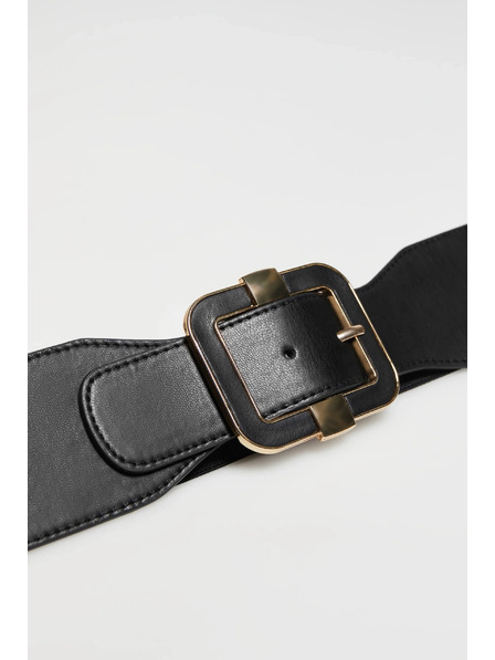 Moodo Crni široki kaiš s dekorativnom kopčom Moodo