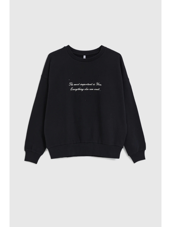 Moodo Dukserica s natpisom crna Moodo