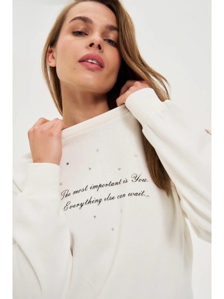 Moodo Sweatshirt with Text Ecru Moodo