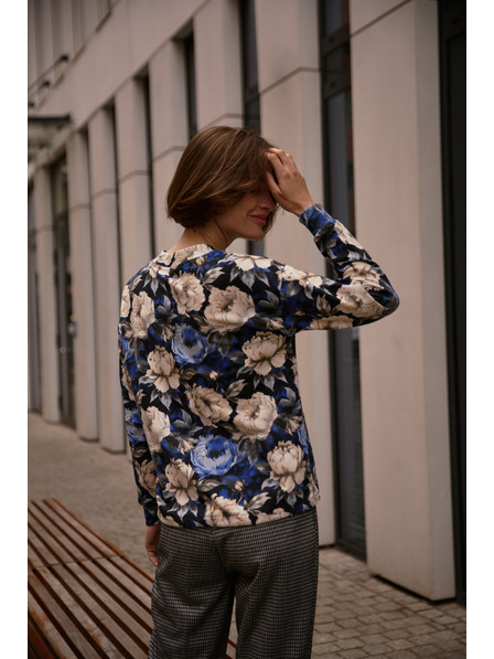 Moodo Cvjetna dukserica s V-izrezom crna Moodo